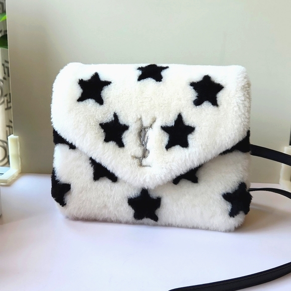 SAINT LAURENT YSL Toy Loulou Star Shearling Pouch Bag RARE - Picture 2 of 10